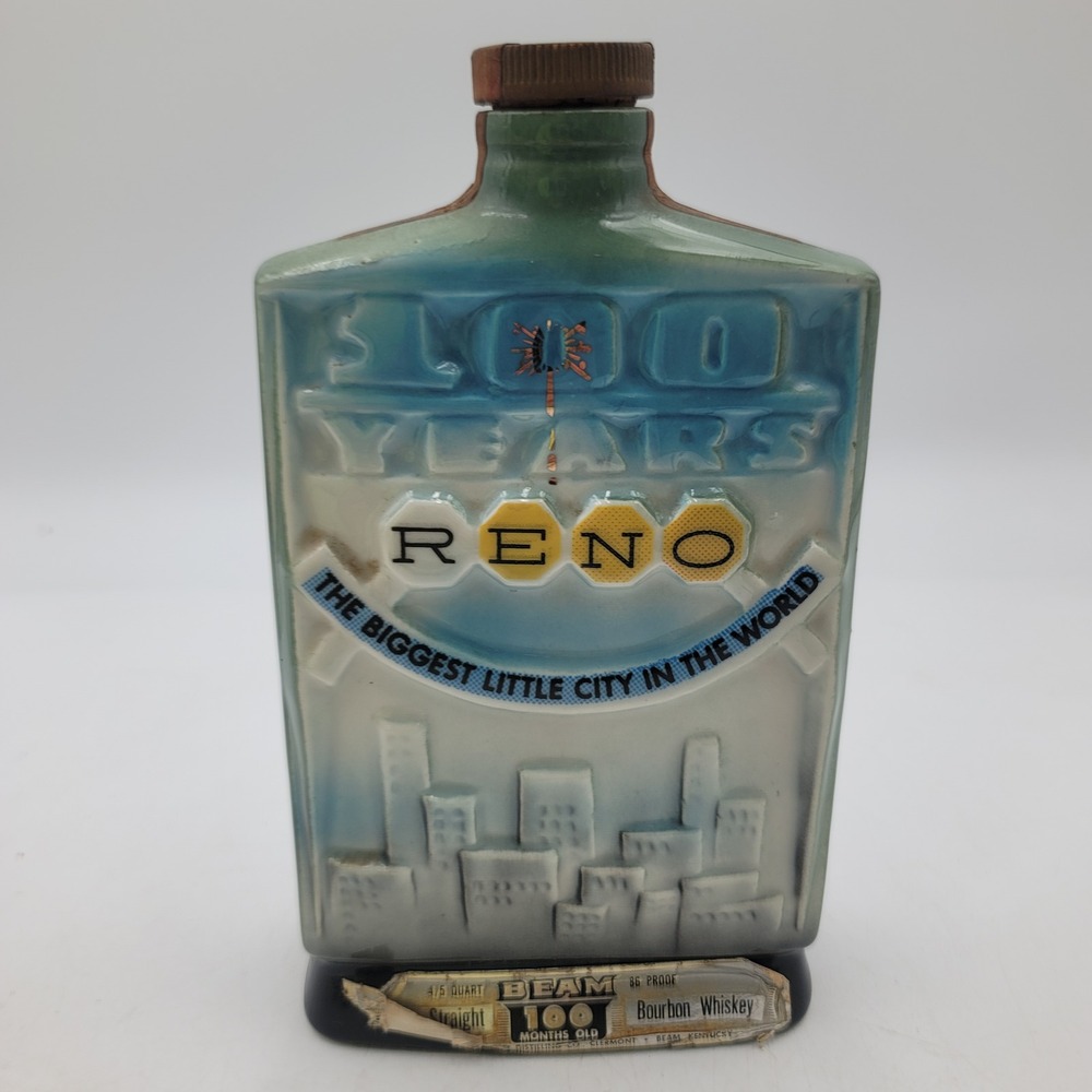 Vintage Jim Beam Reno 100 Years Decanter Biggest Little City Ceramic Barware